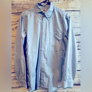 Lacoste Blue and White Casual Button Down Shirt with Classic‎ Collar